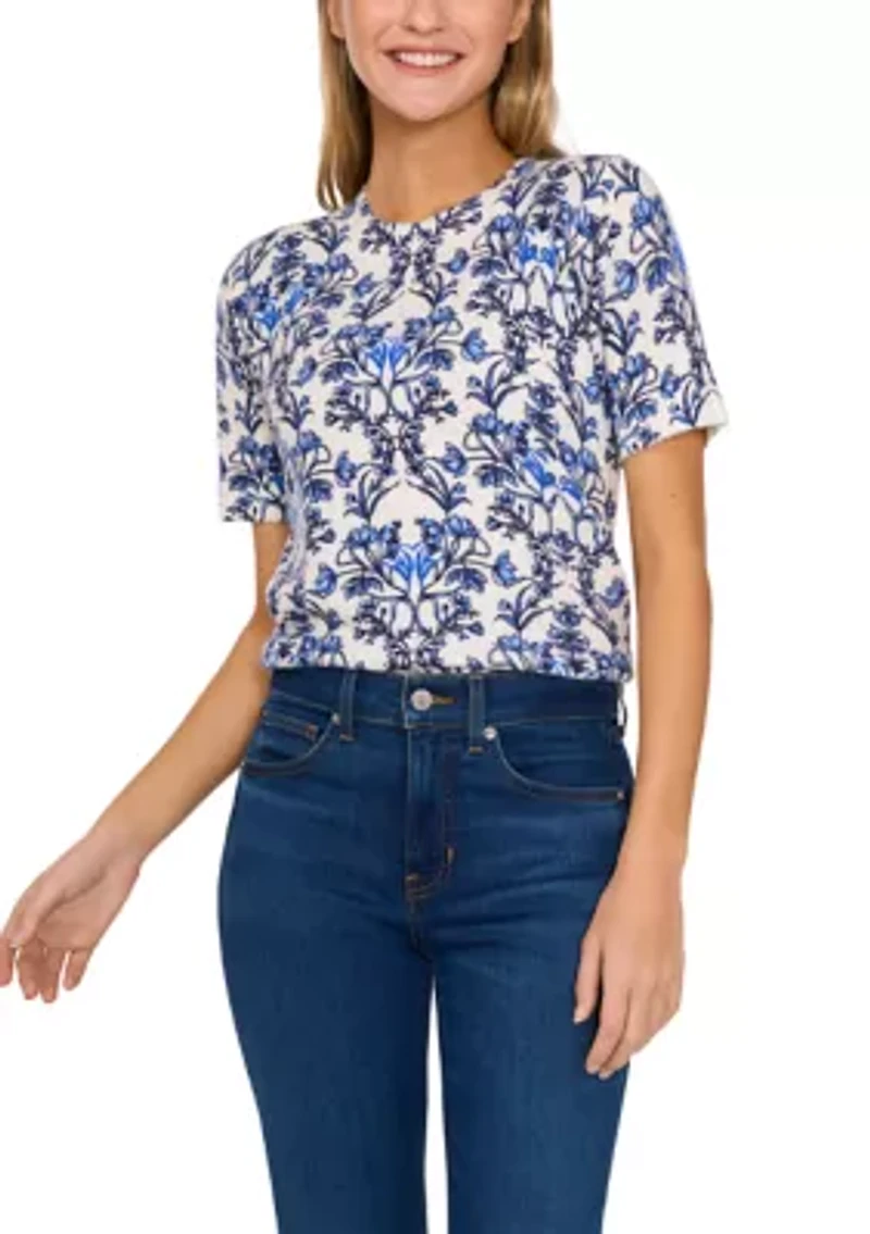 Women's Short Sleeve Floral Top