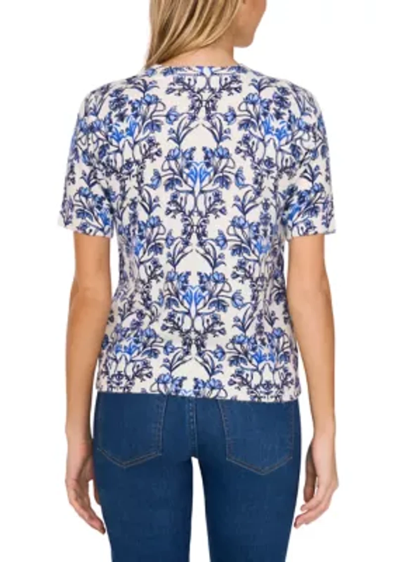 Women's Short Sleeve Floral Top
