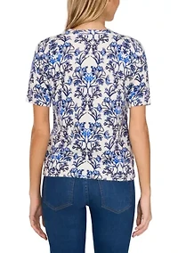 Women's Short Sleeve Floral Top