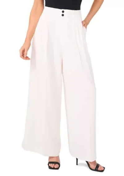 Women's Button Front Wide Leg Pants
