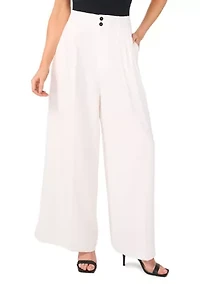 Women's Button Front Wide Leg Pants