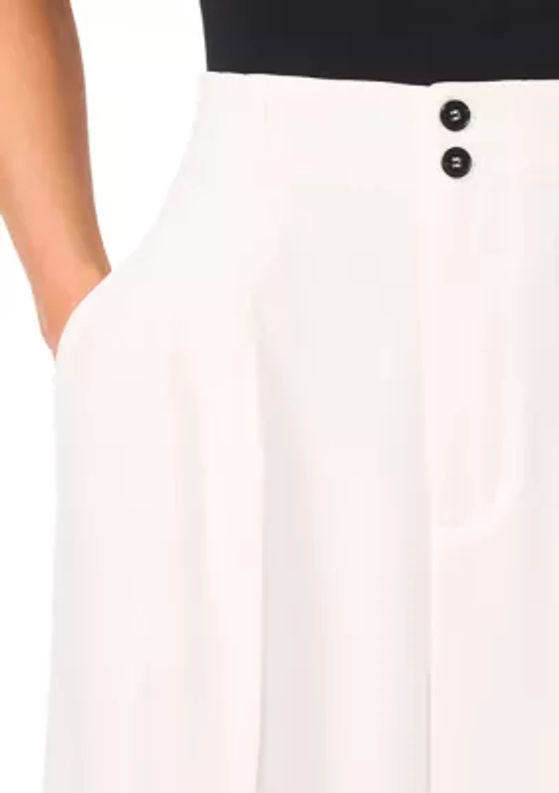 Women's Button Front Wide Leg Pants