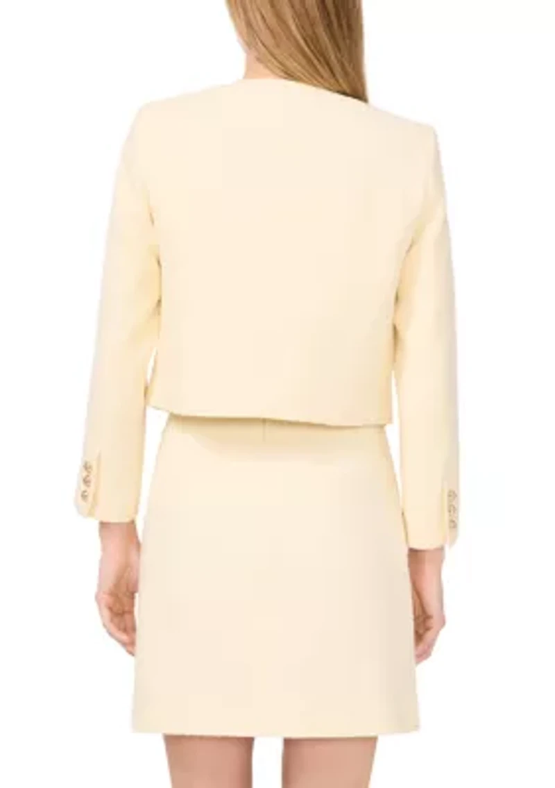 Women's Long Sleeve Two Pocket Button Front Tweed Jacket