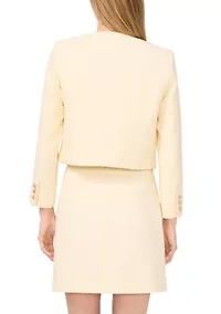 Women's Long Sleeve Two Pocket Button Front Tweed Jacket