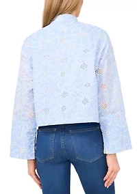 Women's Long Sleeve Hidden Placket Embroidered Jacket