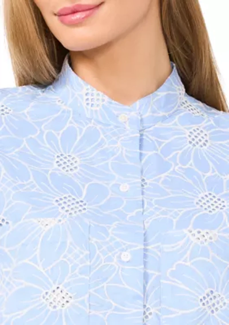 Women's Long Sleeve Hidden Placket Embroidered Jacket