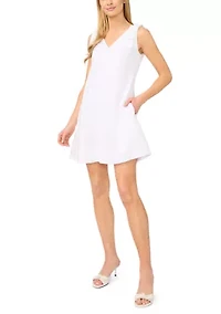 Women's Bow Shoulder V-Neck Mini Dress