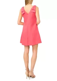 Women's Bow Shoulder V-Neck Mini Dress