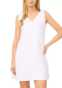 Women's Bow Shoulder V-Neck Mini Dress