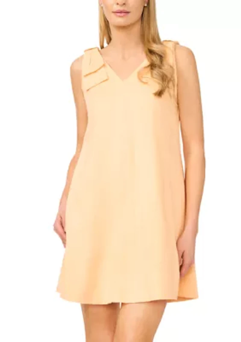 Women's Bow Shoulder V-Neck Mini Dress