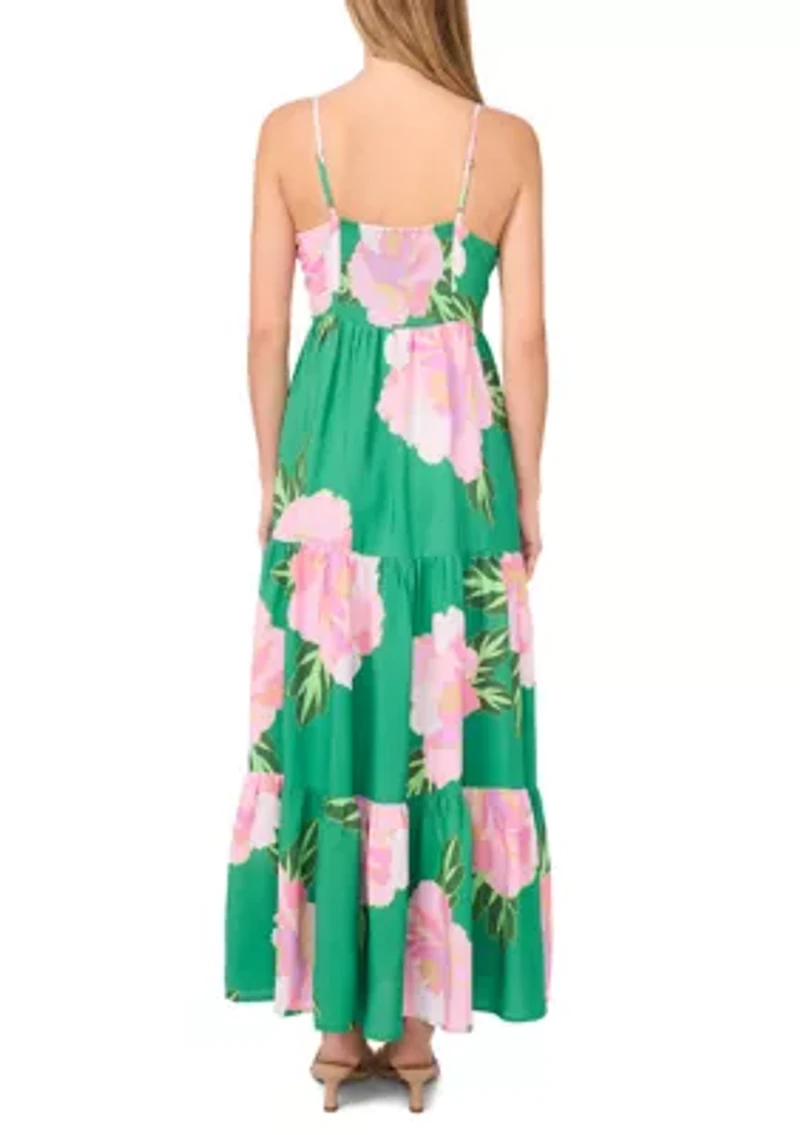 Women's Floral Button Front Maxi Dress