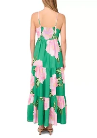 Women's Floral Button Front Maxi Dress