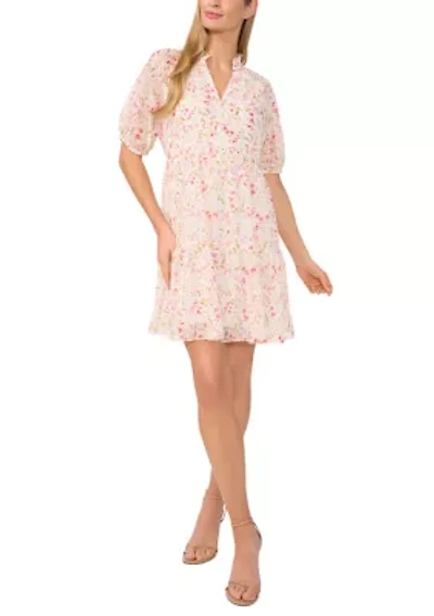 Women's Short Sleeve Floral Babydoll Tier Dress