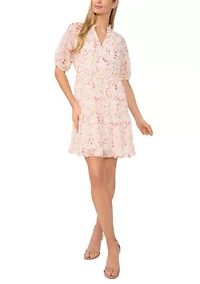 Women's Short Sleeve Floral Babydoll Tier Dress