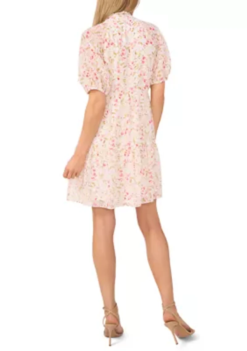 Women's Short Sleeve Floral Babydoll Tier Dress