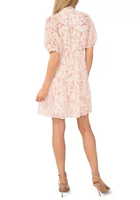 Women's Short Sleeve Floral Babydoll Tier Dress