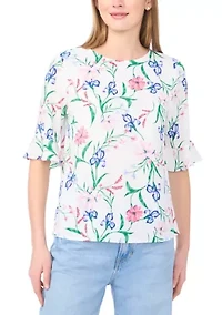 Women's Ruffle Sleeve Floral Blouse