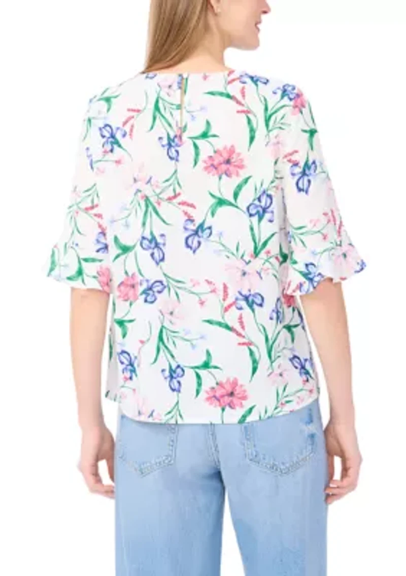 Women's Ruffle Sleeve Floral Blouse