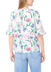Women's Ruffle Sleeve Floral Blouse