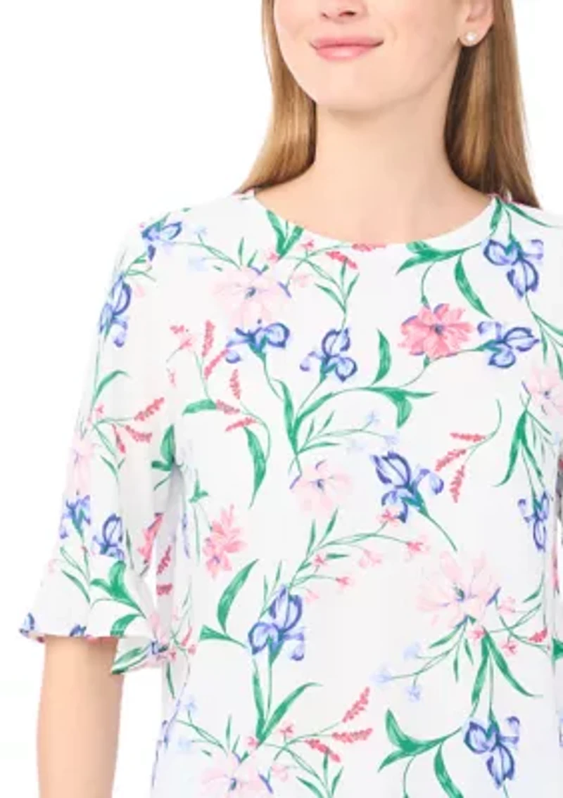 Women's Ruffle Sleeve Floral Blouse