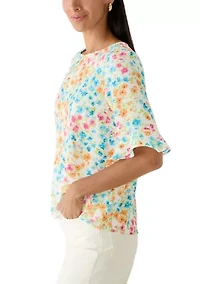 Women's Ruffle Sleeve Print Blouse