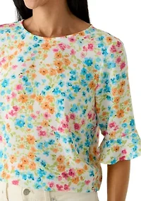 Women's Ruffle Sleeve Print Blouse
