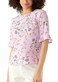 Women's Ruffle Sleeve Floral Blouse