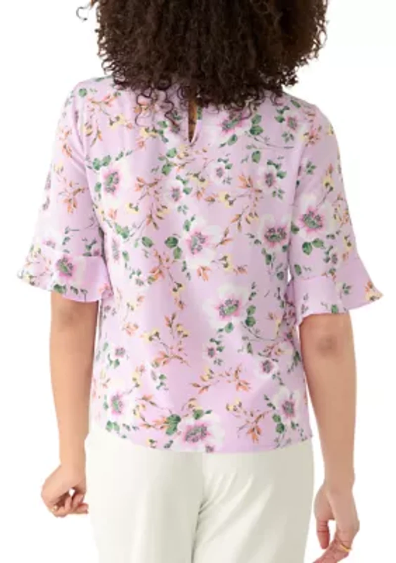 Women's Ruffle Sleeve Floral Blouse