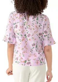 Women's Ruffle Sleeve Floral Blouse