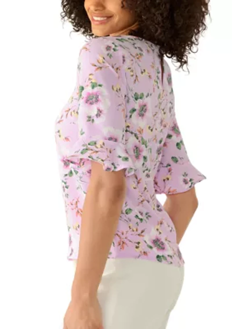Women's Ruffle Sleeve Floral Blouse