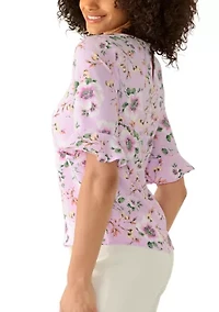 Women's Ruffle Sleeve Floral Blouse