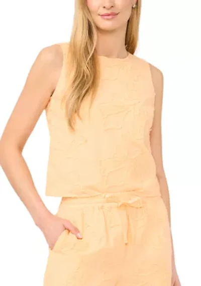 Women's Sleeveless Embroidered Crew Neck Top