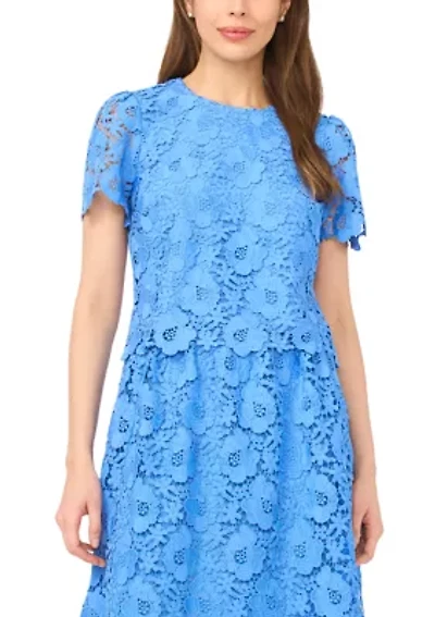 Women's Flutter Sleeve Lace Top