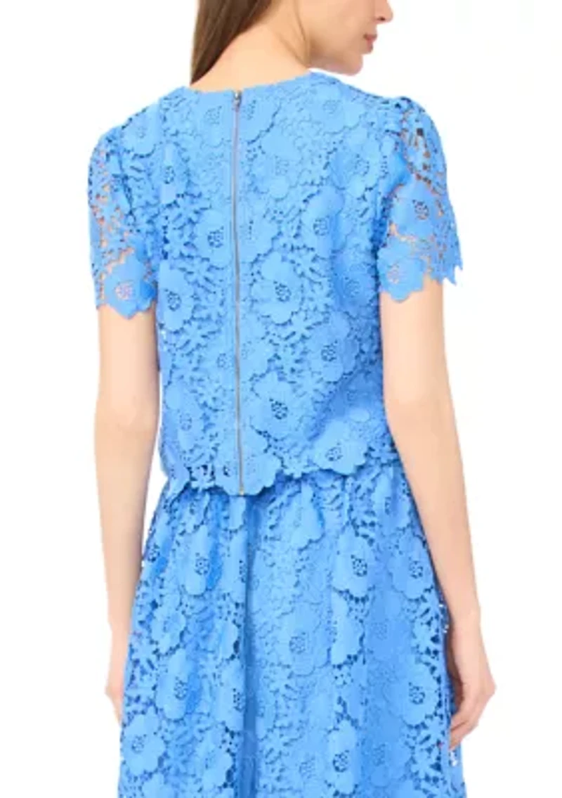 Women's Flutter Sleeve Lace Top