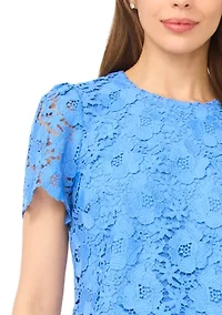 Women's Flutter Sleeve Lace Top