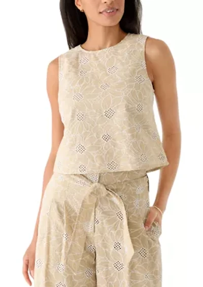 Women's Sleeveless Eyelet Top