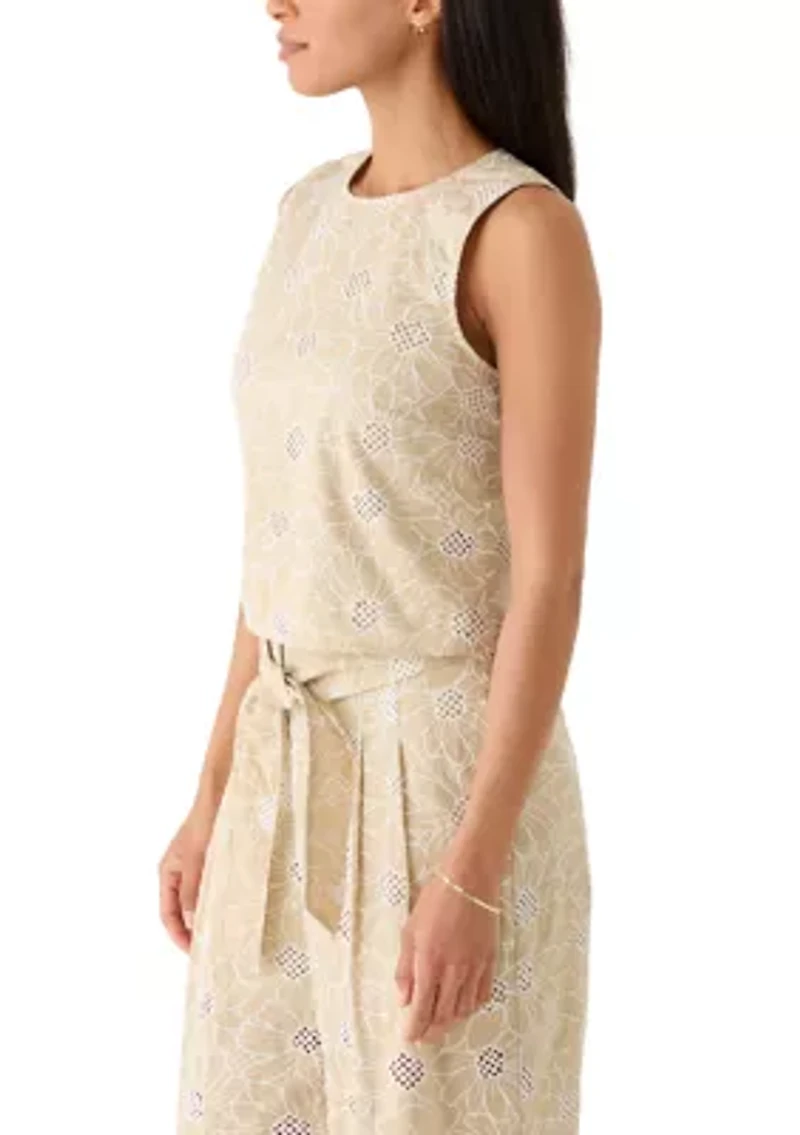 Women's Sleeveless Eyelet Top