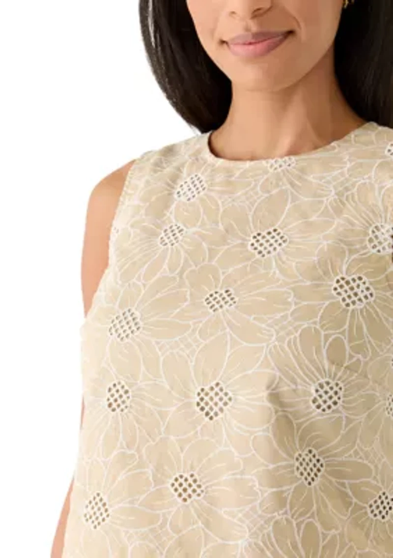 Women's Sleeveless Eyelet Top