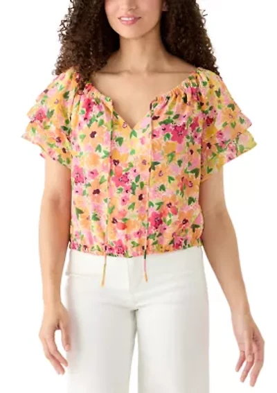 Women's 3/4 Sleeve Off the Shoulder Floral Blouse