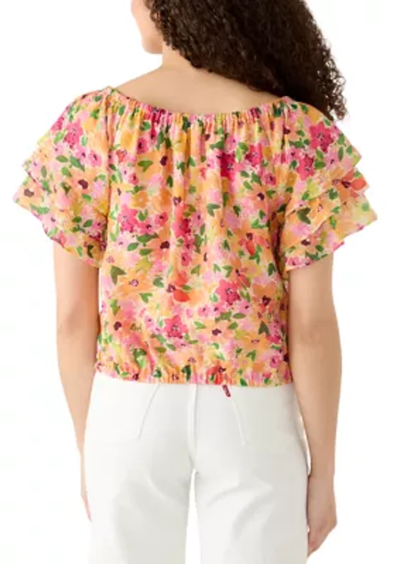 Women's 3/4 Sleeve Off the Shoulder Floral Blouse