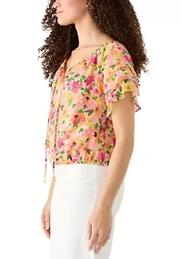Women's 3/4 Sleeve Off the Shoulder Floral Blouse