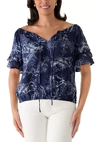Women's Three-Quarter Sleeve Off The Shoulder Toile Blouse