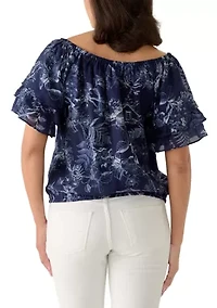 Women's Three-Quarter Sleeve Off The Shoulder Toile Blouse