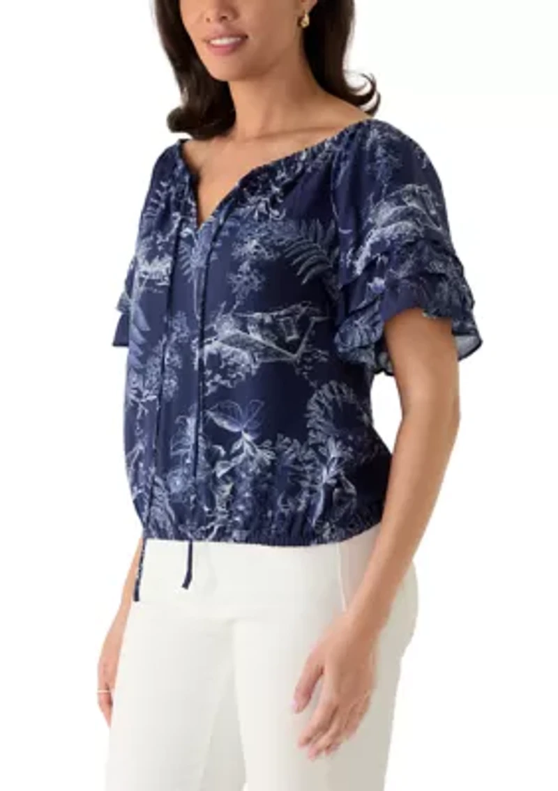 Women's Three-Quarter Sleeve Off The Shoulder Toile Blouse
