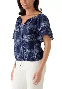 Women's Three-Quarter Sleeve Off The Shoulder Toile Blouse
