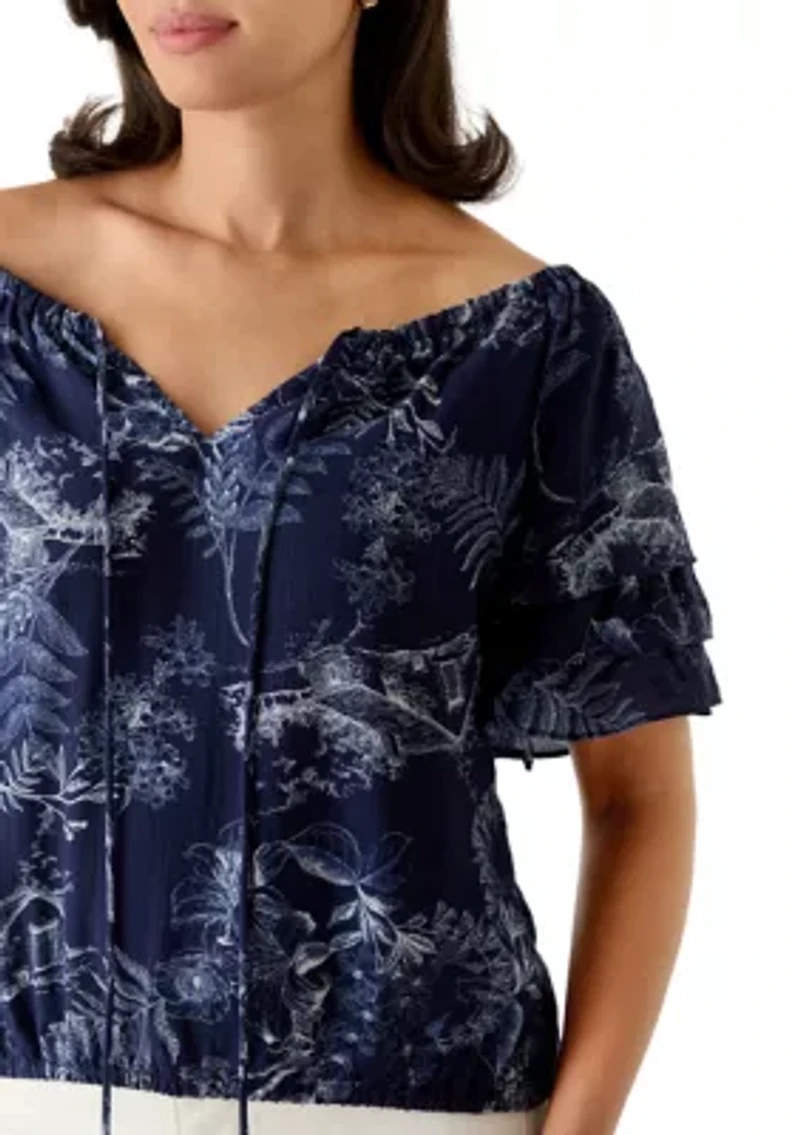 Women's Three-Quarter Sleeve Off The Shoulder Toile Blouse