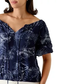 Women's Three-Quarter Sleeve Off The Shoulder Toile Blouse
