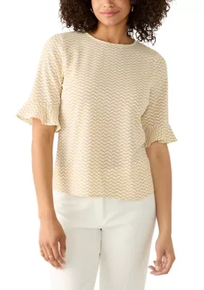 Women's Ruffle Sleeve Printed Blouse