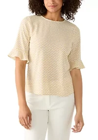 Women's Ruffle Sleeve Printed Blouse