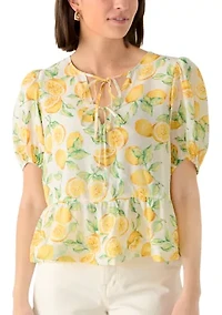 Women's Lemon Peplum Peasant Blouse